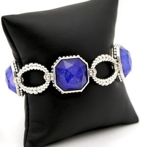 Lagos Silver 925 Lapis Lazuli Doublet Color Rocks Link Bracelet